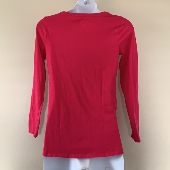 Bumpstart Fuschia Hot Pink Long Sleeve Scoop Neck Ruched T Shirt - Picture 4 of 6